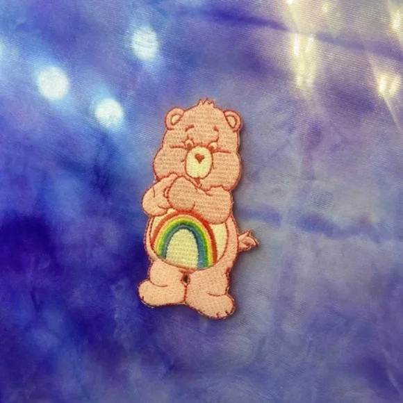 Vintage Care Bear y2k Embroidered Iron on Transfer/Patch Classic Pink Cheer Bear - Picture 2 of 3